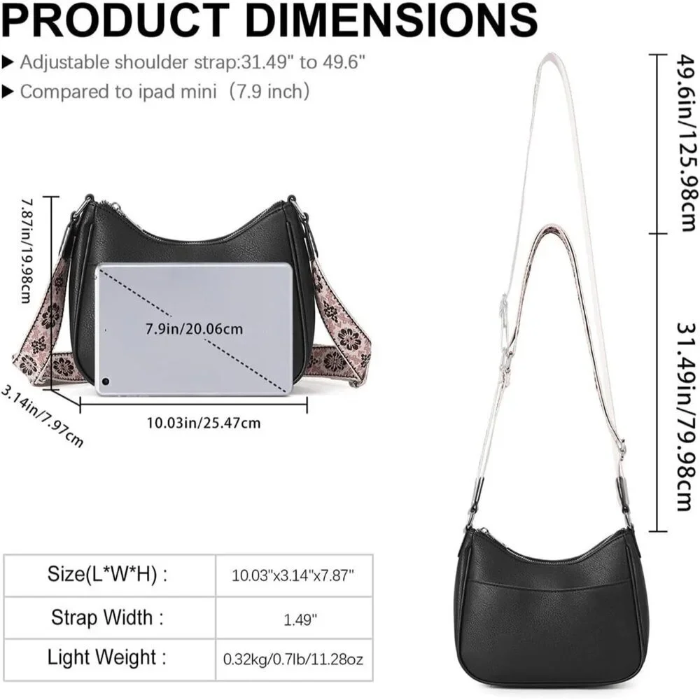 Women's Vegan Leather Crossbody Bag Small Lightweight Everyday Purse